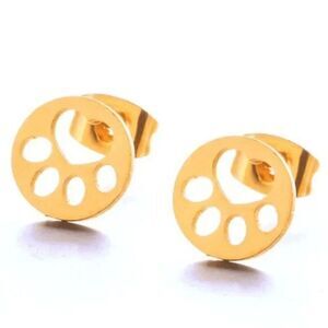 2/$21 Ladies Gold Paw Print Stud Earrings